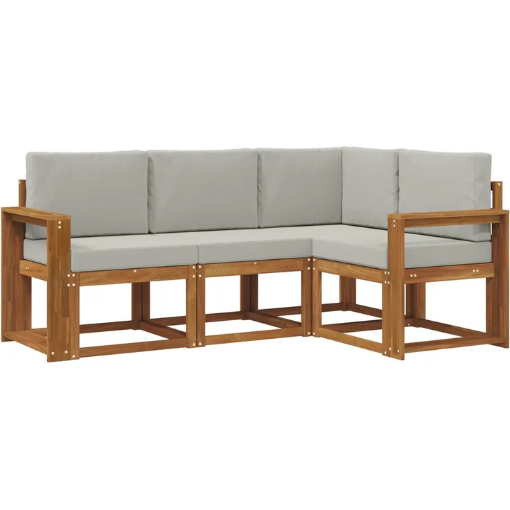 vidaXL Outdoor-Sofagarnitur 4 stk. 4-Sitzer Natur und Hellgrau 3366329 – Bild 2