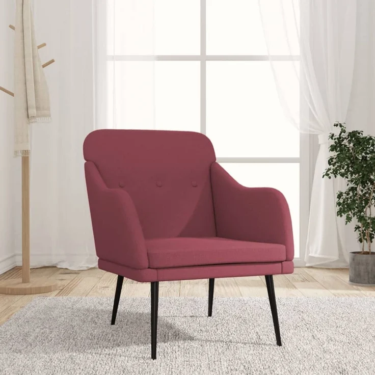 Sessel wohnzimmer, Relaxsessel, Fernsehsessel Weinrot 63x76x80 cm Stoff – Bild 1