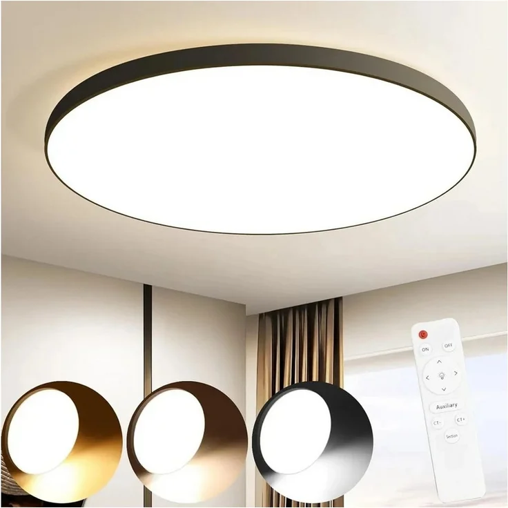 Nettlife LED Panel Schwarz/weiß flach rund Dimmbar Deckenleuchte inkl. Fernbedienung, LED fest integriert, Warmweiß, Neutralweiß, Kaltweiß, für Wohnzimmer Küche Schlafzimmer Büro – Bild 5