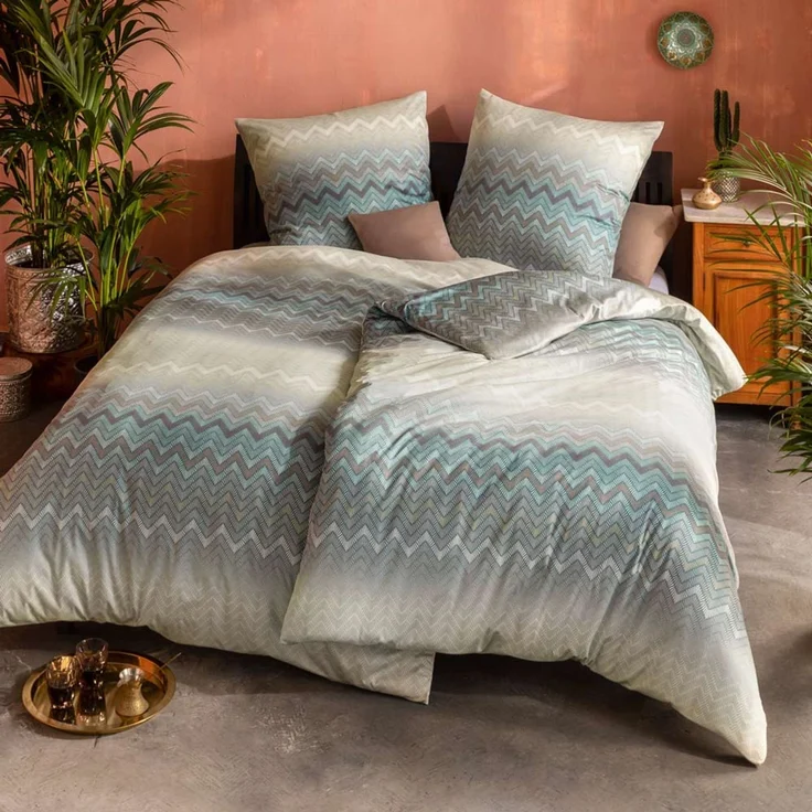 Estella Interlock Jersey Bettwäsche Luna 6949-530 grün 155x220 – Bild 1
