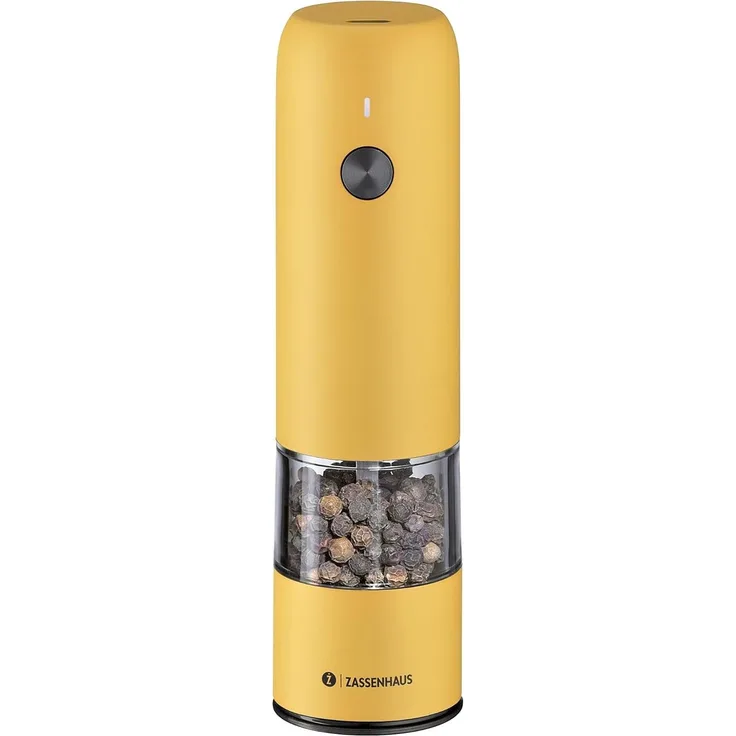 Pfeffermühle Salz- Gewürzmühle USB elektrisch 14cm ZASSENHAUS Köln gelb 033175
