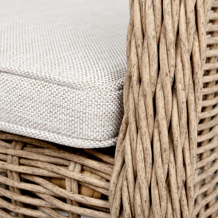 2er Set Sessel BELLA rundes Polyrattan Natural Gartensessel Armlehnsessel – Bild 5