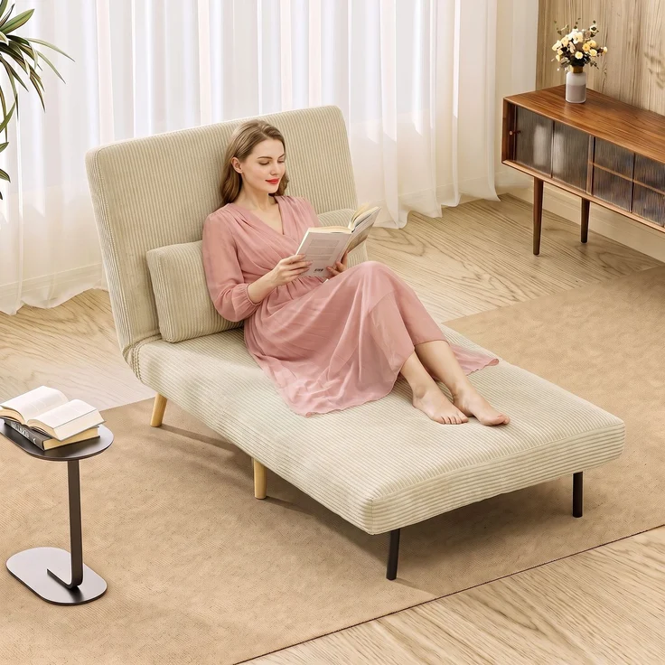 MELAYR, Schlafsessel 3 in 1 Schlafsofa mit Bettfunktion, 90x190cm Beige – Bild 2