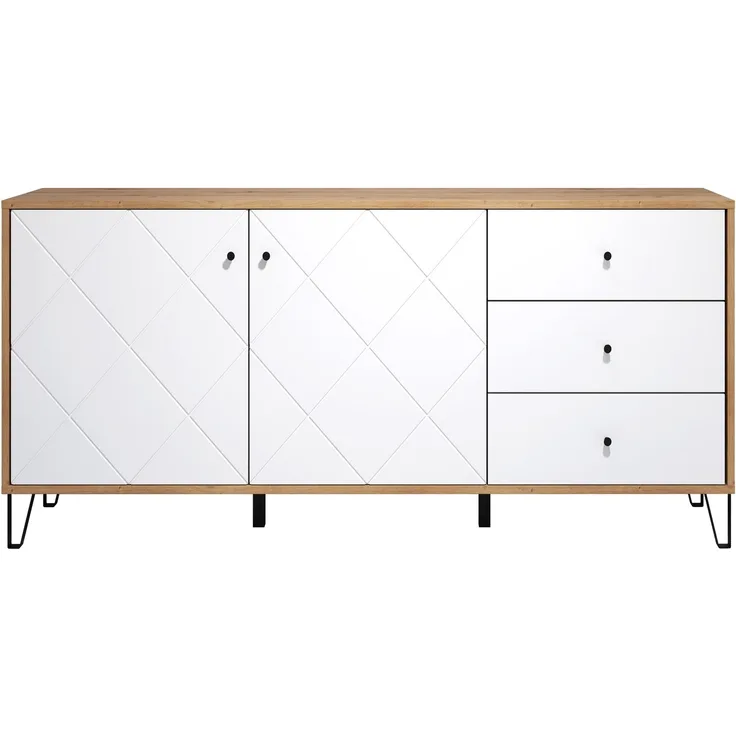 Trendteam 'Touch' Sideboard mit Soft-Close, Eiche Artisan weiß matt, 183 x 76 x 40 cm