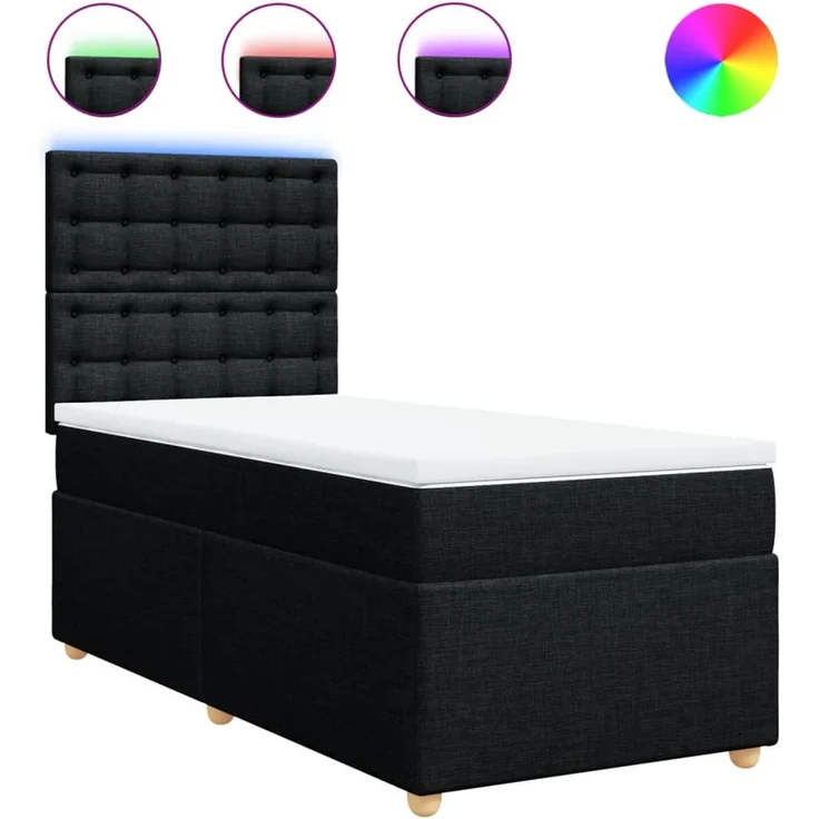 vidaXL Boxspringbett mit Matratze Schwarz 90x190 cm Stoff 3293451 – Bild 1