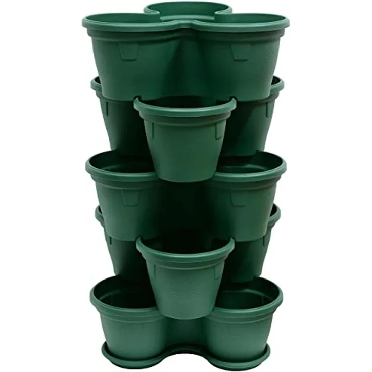 Engelland Blumenständer Säulentopf, Hochbeet, Kräuterbeet (Vorteils-Set, 5 St, 11 Liter Fassungsvermögen je Ebene), fallsicher, UV-beständig, stapelbar, platzsparend, robuster Kunststoff – Bild 1