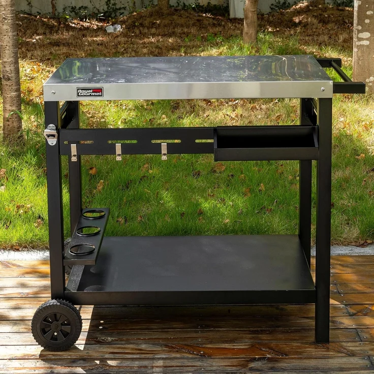 Royal Gourmet Servierwagen Grillwagen Rollwagen Outdoor Servierwagen Grilltisch, (1 St), mit Durchdachter Aufbewahrung, Robusten Rädern – Bild 2