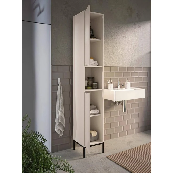 moebel-dich-auf Hochschrank CASTELLO (kaschmir, 2 Türen, 1 offenes Fach) 195x32 cm HxB – Bild 3