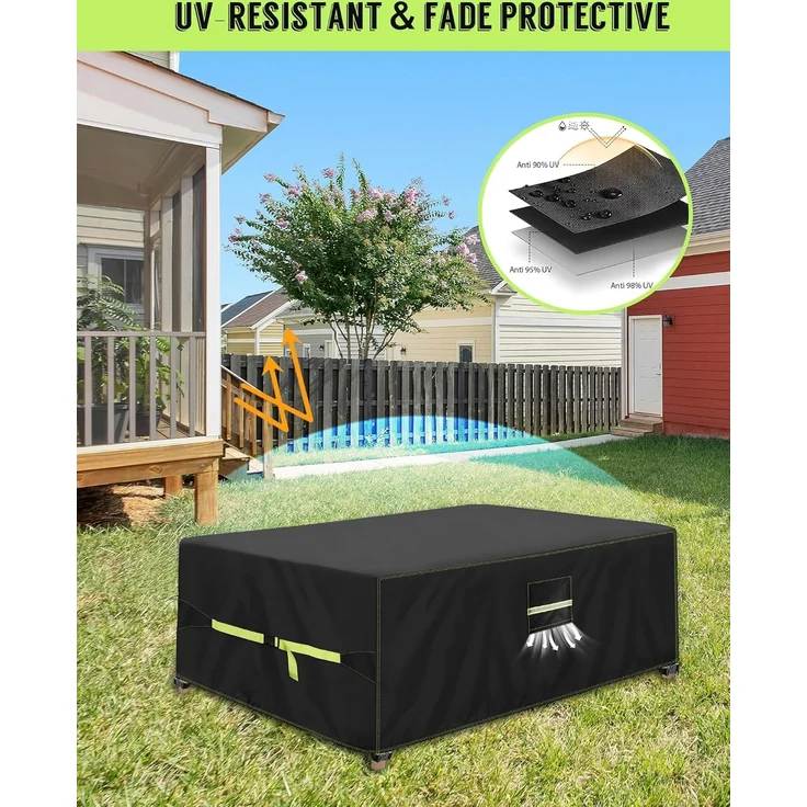 VDISRR Abdeckhaube Gartenmöbel, 420D Oxford Abdeckhauben Für Tische 242 x 182 x 100 cm, Gartentische Schutzhülle mit Belüftungsöffnungen Wasserdicht, UV-beständig, Staubfest, Winterfest für Terrassenmöbel – Bild 6