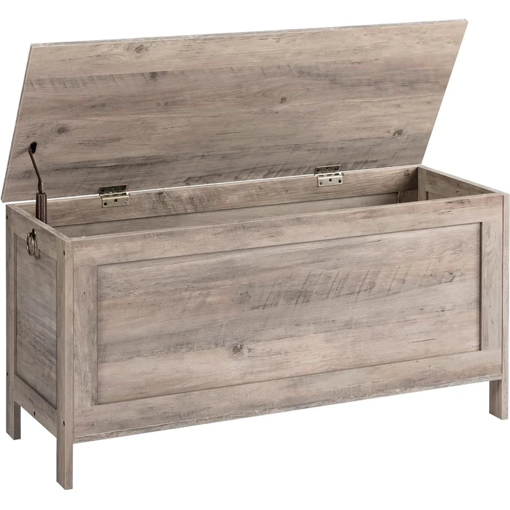 HOOBRO Truhen, Sitzbank mit Stauraum, Spielzeugtruhe mit Deckel, Schuhbank, Sitztruhe, Aufbewahrungstruhe, Robust, Sicherheitsscharniere, Schlafzimmer, Wohnzimmer, 100 cm, Greige EBG100CW01