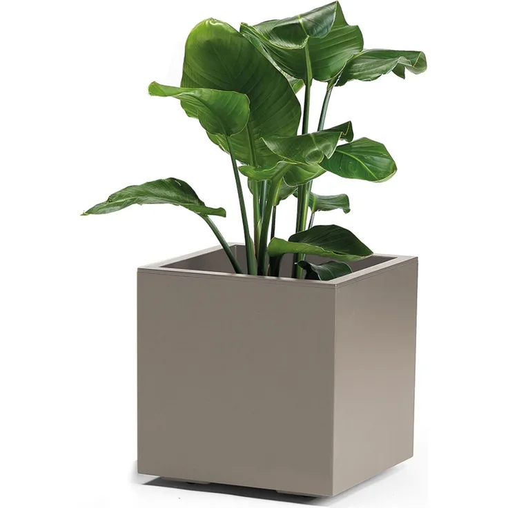 Pflanzkübel GREENER KEBE 40 cm taupe mit Rollen Wasserreservoir doppelwandig schlagfest UV-beständig nachhaltig