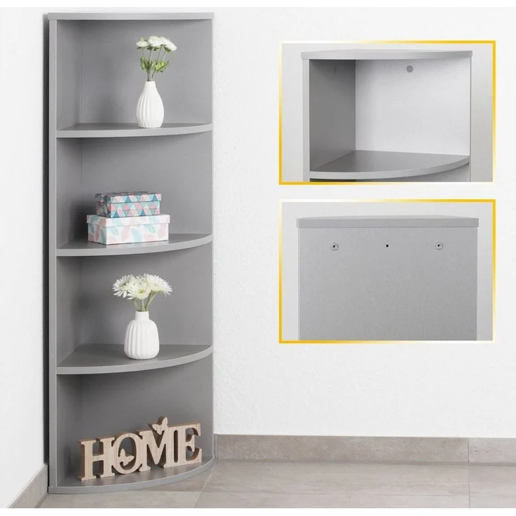 RICOO Eckregal Hängend 110 x 33 x 33 Grau, Spanplatte aus Holz, Hängereral WM058-PL, Regal Wand, Bücherregal Eck Wandregal Ecke Küchenregal Wandboard Eckwandregal Schweberegal – Bild 2