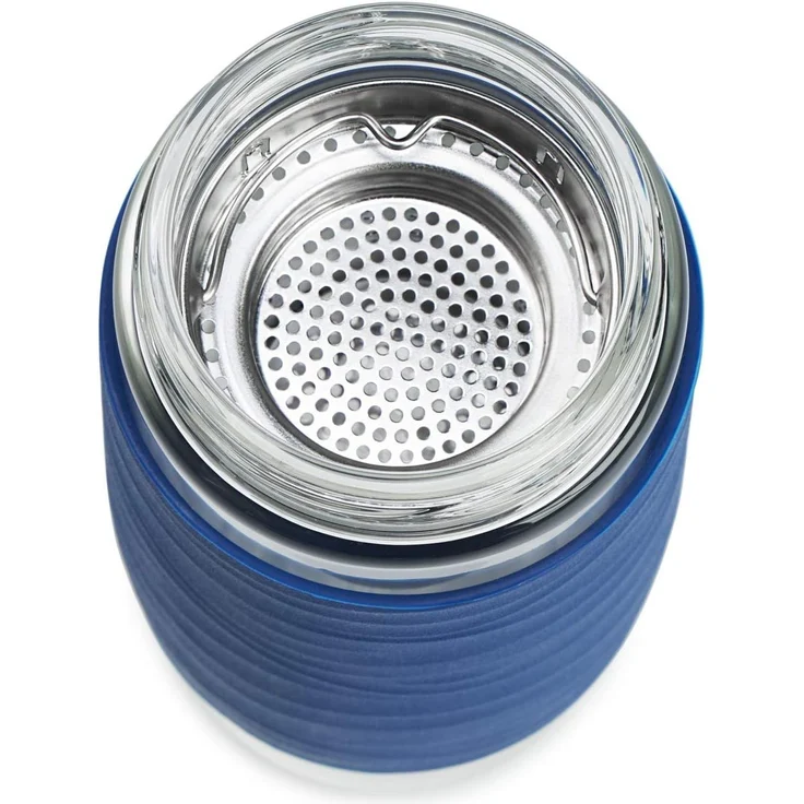 EMSA 'Tee Mug' Teebecher mit Sieb, doppelwandiges Glas, Silikonmanschette, blau, 400 ml – Bild 7