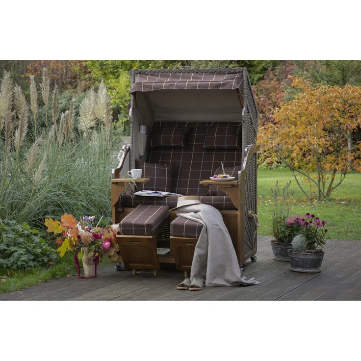 Strandkorb Komplettset - bene living - Schleswig Pinie - PE mokka - Modell 556 – Bild 5
