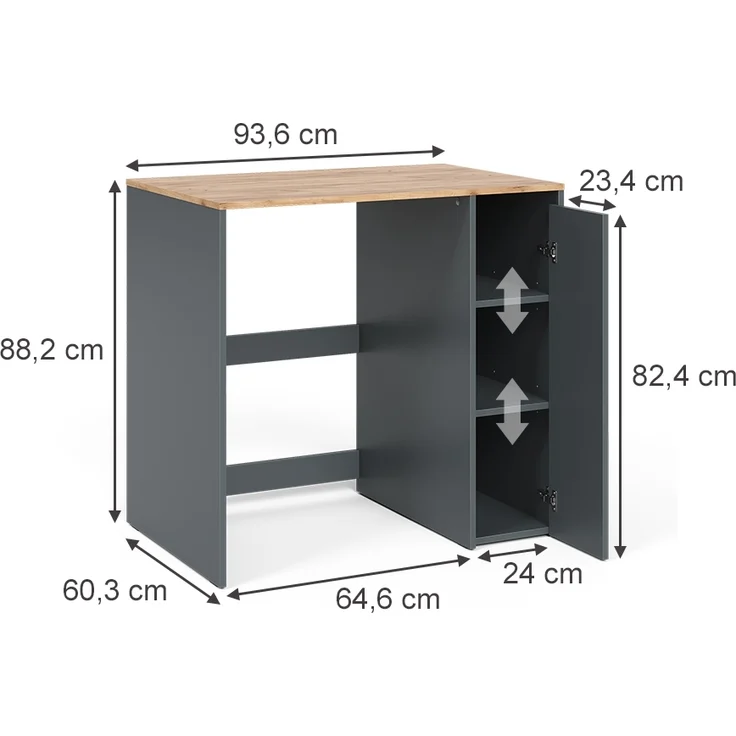 Waschmaschinenschrank Viktor Anthrazit/Goldkraft Eiche 93.6 x 88.2 cm mit Fächern und Tür Vicco – Bild 2