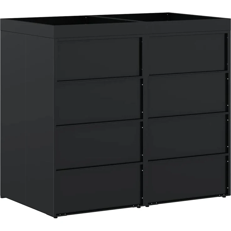 vidaXL Wagenmüllbehälter für 2 Behälter Schwarz 136 x 77,5 x 121,5 cm 3394738 – Bild 9