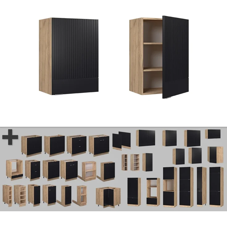 Hängeschrank Fame-Line Schwarz gestreift 50 cm Vicco – Bild 5