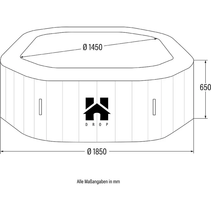 HOME DELUXE Outdoor Whirlpool DROP inkl. Kissen, Getränkehalter und Sonnendach - ⌀185 cm Schwarz – Bild 9
