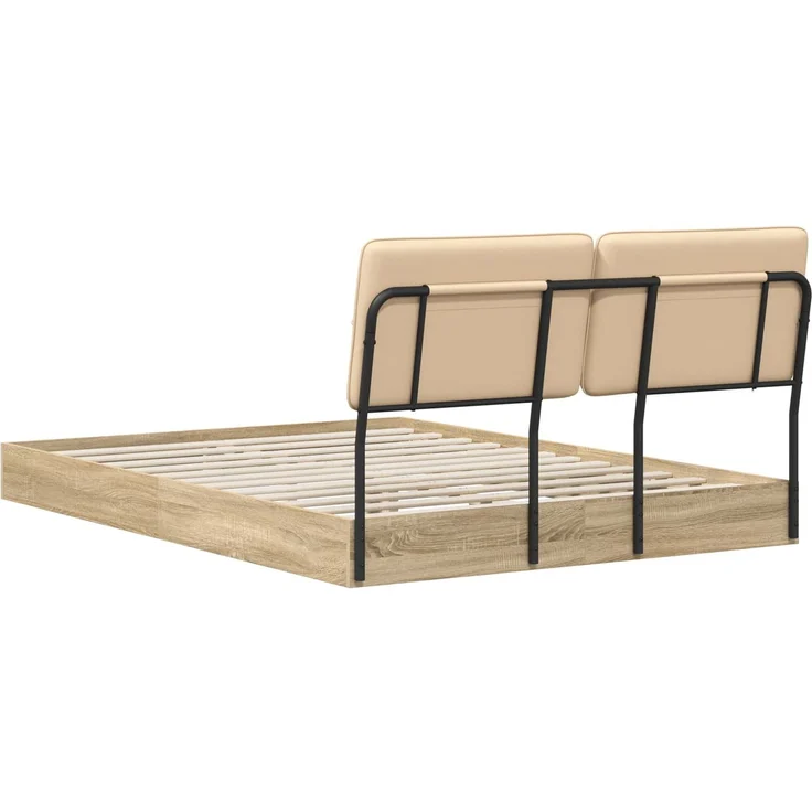 vidaXL Bettgestell mit Kopfteil Sonoma-Eiche und Creme 135 x 190 cm 8003103 – Bild 5
