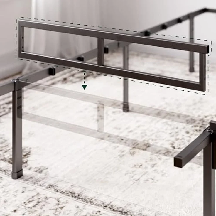Zinus Justin Bett 140x190 cm – 36 cm Höhe mit Stauraum unter dem Bett – Plattformbett aus Metall – Schwarz – Bild 7
