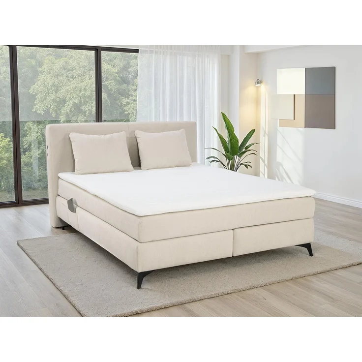 Boxspringbett 160x200 cm H4 Federkernmatratzen Bonell Topper in Chenille Beige – Bild 8