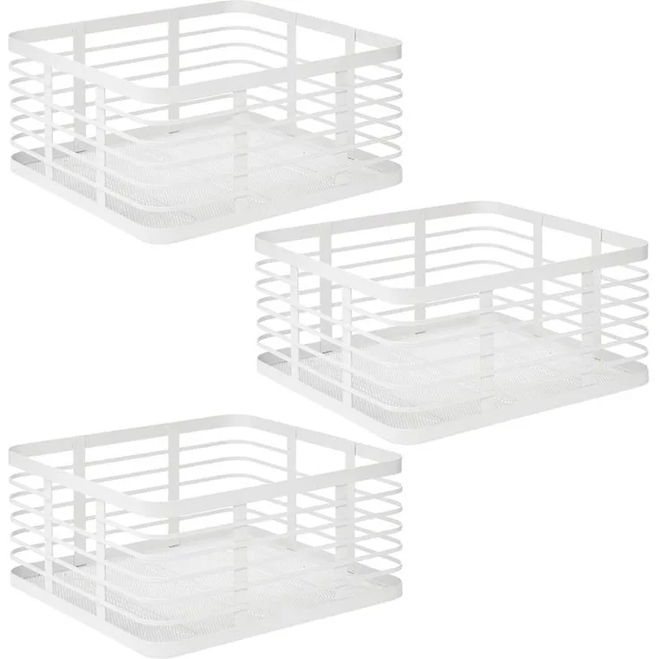 mDesign Allzweckkorb Drahtkorb Gitterbox Aufbewahrung 3er Set Metall Weiß