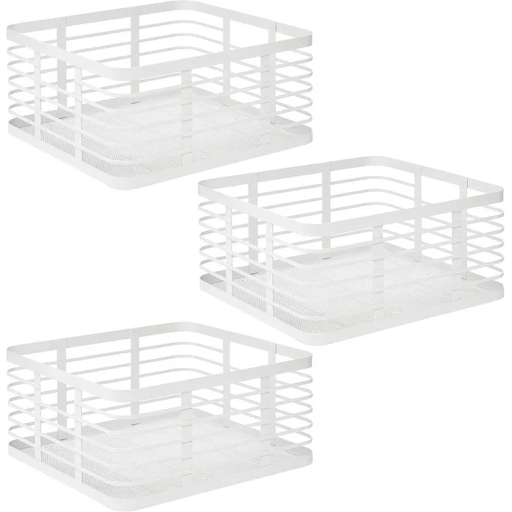 mDesign Allzweckkorb Drahtkorb Gitterbox Aufbewahrung 3er Set Metall Weiß – Bild 1