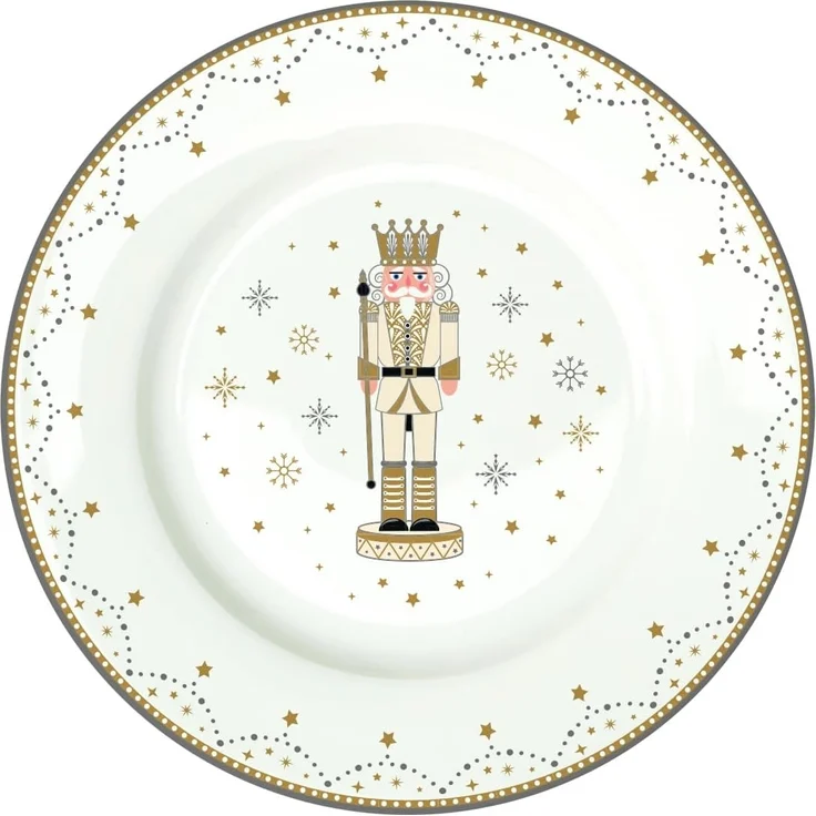 EasyLife Kuchenteller Royal Nutcracker, Handwäsche Empfohlen, Weiß, Motiv: Nussknacker – Bild 2
