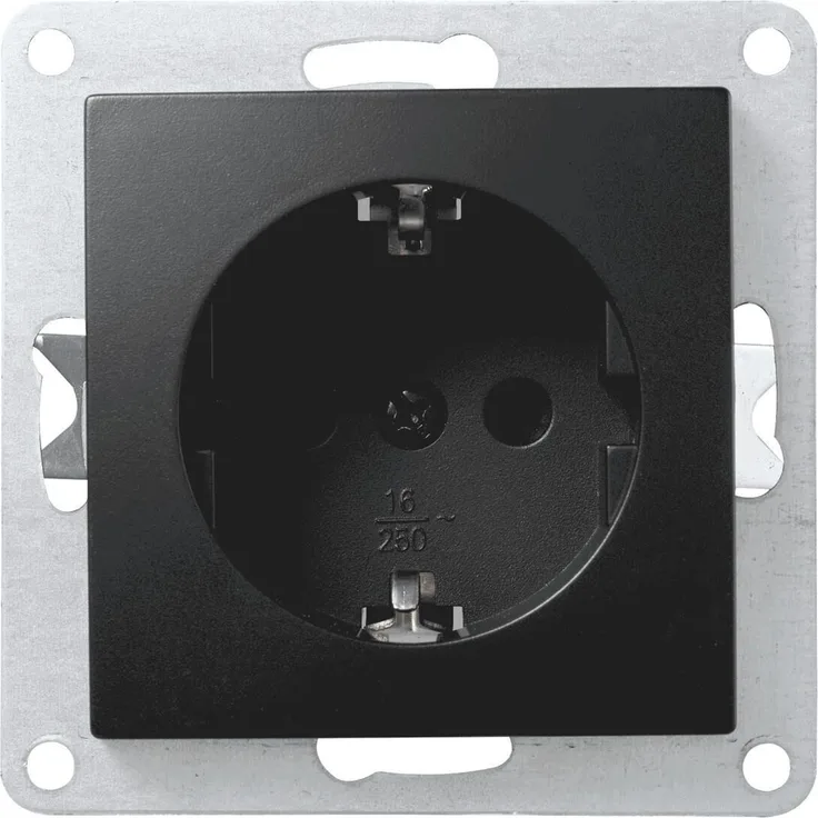 Schutzkontakt-Steckdose McPower ''Flair'', 250V~/16A, Steckanschluss, matt schwarz