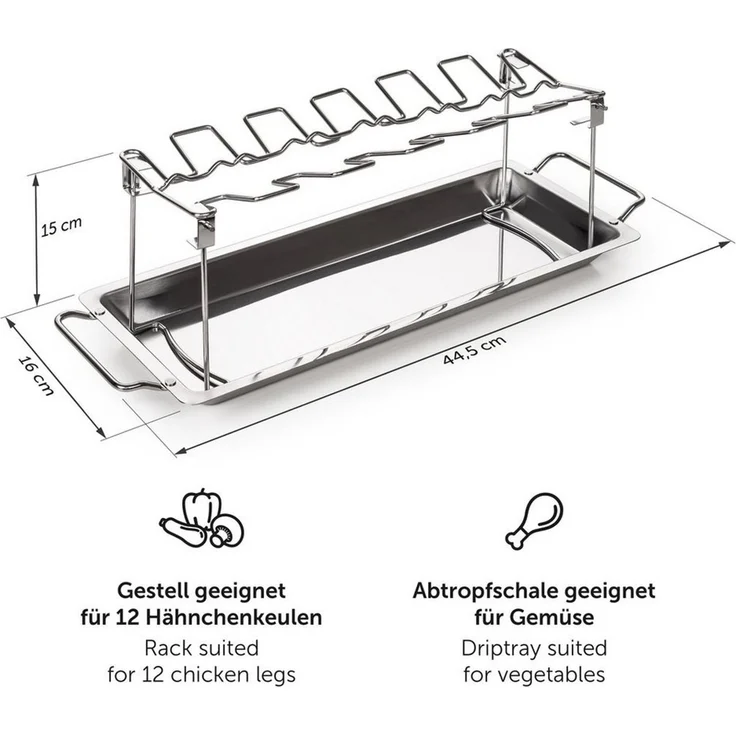 Blumtal Hähnchenbräter Robuster Hähnchen Grill Ständer, für 12 Schenkel, Edelstahl, rostfrei und Spülmaschinengeeignet – Bild 3
