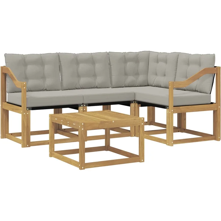 vidaXL Outdoor-Sofagarnitur 5 stk. 4-Sitzer Weiß und Hellgrau 3389461 – Bild 2