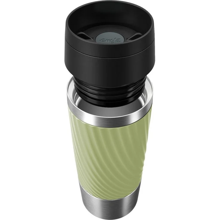 Emsa Thermobecher Travel Mug Classic Twist, 1-tlg, Edelstahl, Kunststoff, Silikon, 0,36 Liter, Comfort-Schraubverschluss, Quick-Press, auslaufsicher – Bild 1