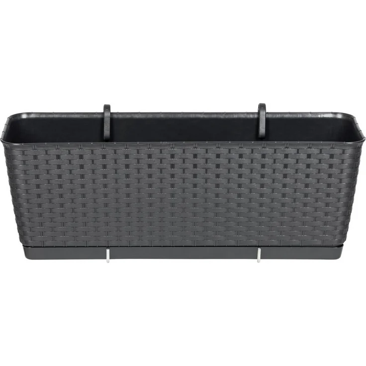 Kreher Balkonkasten Rattan-Balkontopf RATOLLA: 50 cm in Anthrazit – Bild 1