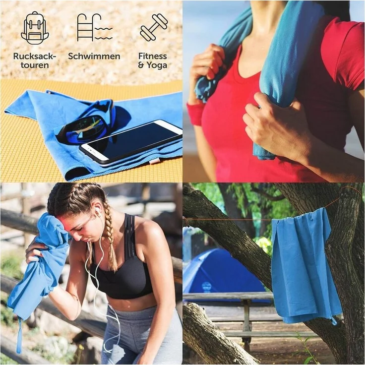 Blumtal Sporthandtuch Mikrofaser Handtücher Set, Mikrofaser (2-St), Ultra leicht, kompakt & schnelltrocknend – Bild 2