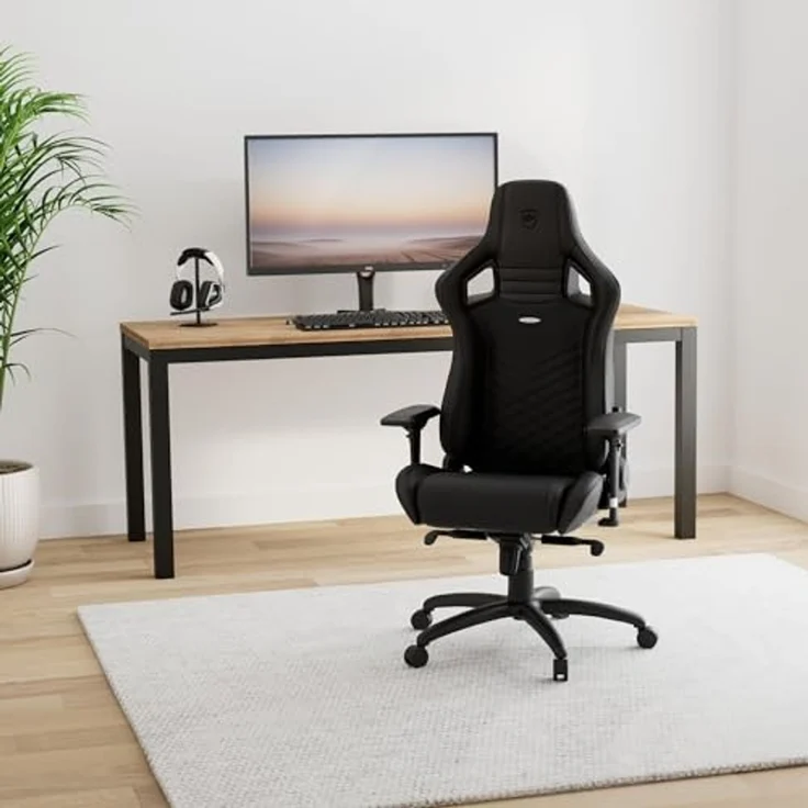 noblechairs Epic Gaming Stuhl - Bürostuhl - Schreibtischstuhl - PU-Kunstleder - Inklusive Kissen - Schwarz – Bild 2