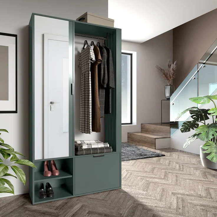 AX LIVING Garderobe Flur Milanoir 100cm mit Spiegel Modern Green Stone – Bild 2
