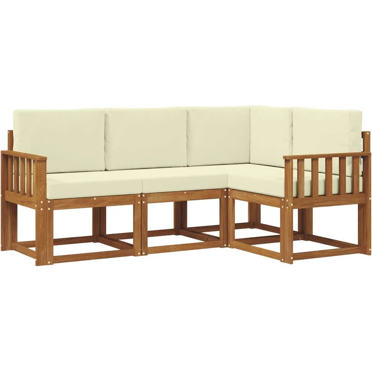 vidaXL Outdoor-Sofagarnitur 4 stk. 4-Sitzer Natur und Creme 3366318 – Bild 2