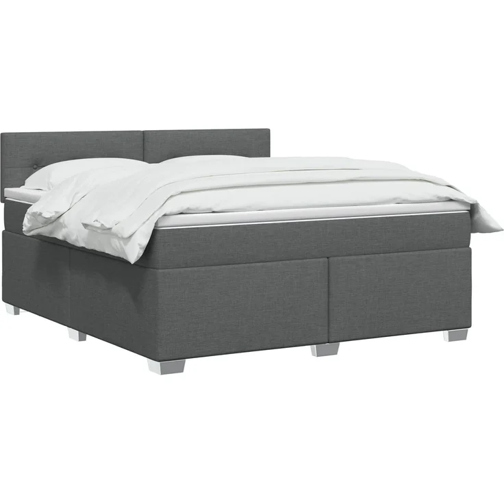 vidaXL Boxspringbett mit Matratze Dunkelgrau 140 x 190 cm Stoff 3450475 – Bild 3