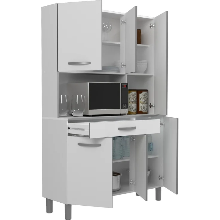 Küchenbuffet >Essential 22< in Weiss / Alu - 120x185x40cm (BxHxT) – Bild 3
