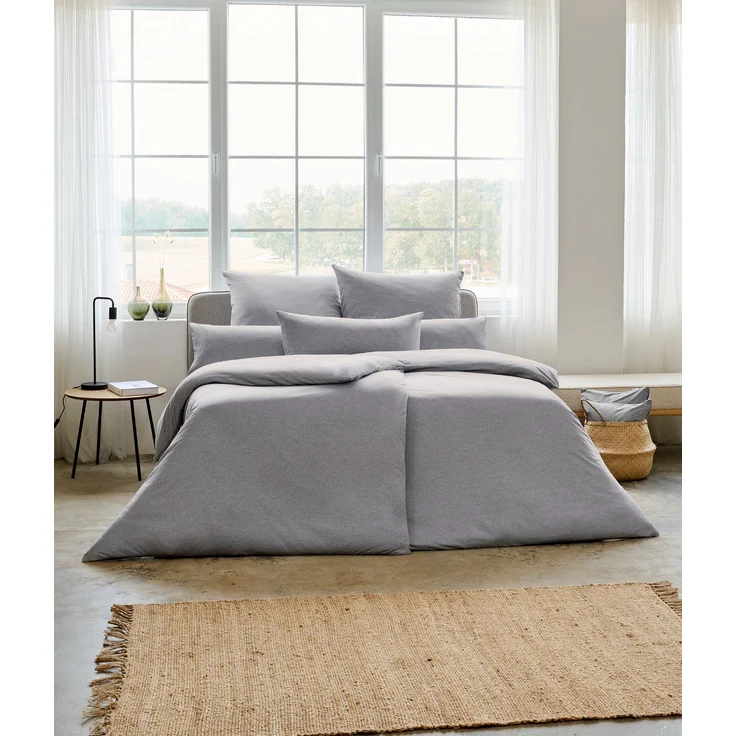 Estella Bettwäsche Takoma 6873 810 Grau Mako Interlock Jersey 200 x 220 + 2x 80 x 80 cm – Bild 6