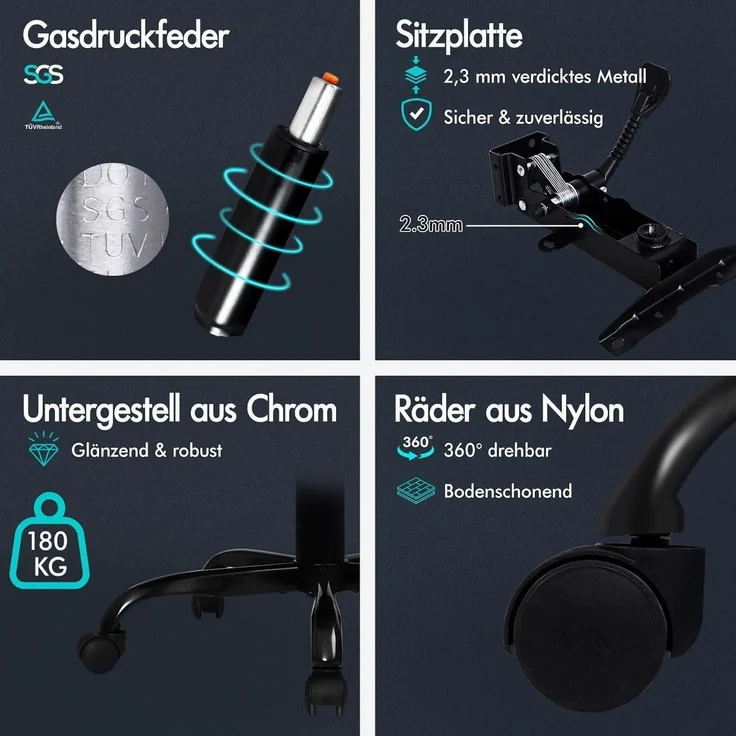 Großer Bürostuhl mit 150° Neigung und 360° Drehung, HighBack Swivel Task Chair – Bild 7