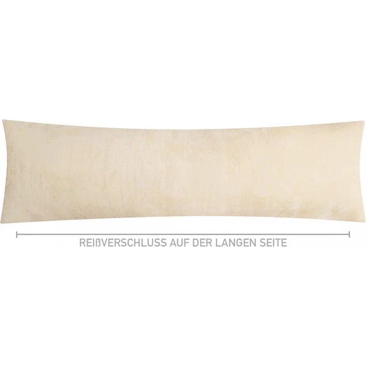 Heubergshop Seitenschläferkissenbezug, (1 Stück), 40x145cm, Fleece Winter flauschig weich warm Creme Natur Bezug (Ecru) – Bild 2