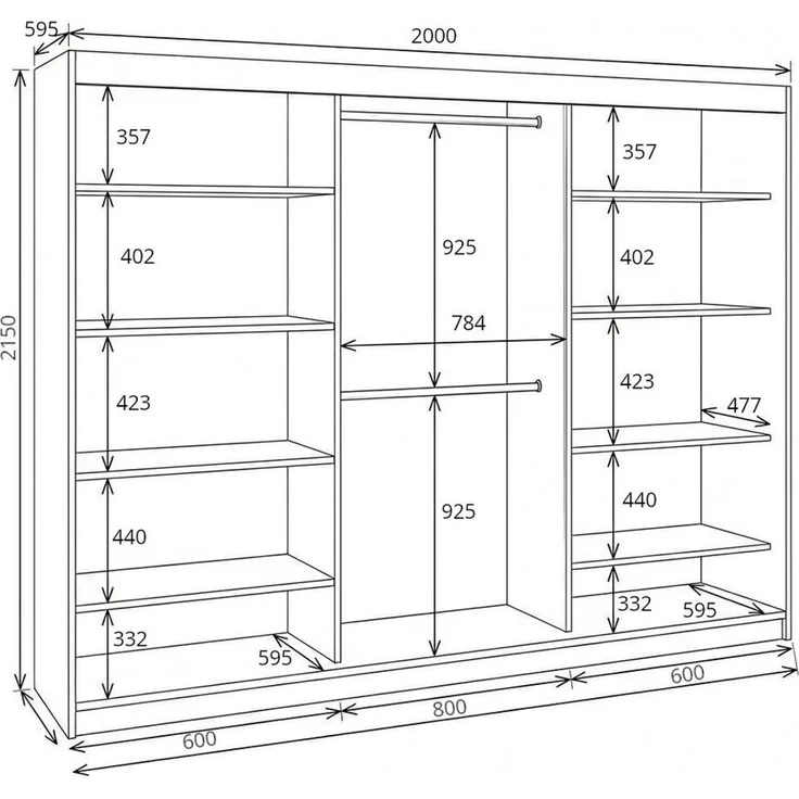 A&J MöbelLand GmbH Schiebetürenschrank ORAVELLE 3-türiger Kleiderschrank mit Spiegel (TOP ANGEBOT! Geräumiger Schrank mit einer Breite von 200 cm ideal zur Aufbewahrung von Kleidung und Accessoires. Wählen Sie das ideale Modell für Ihr Schlafzimmer!, T... – Bild 4