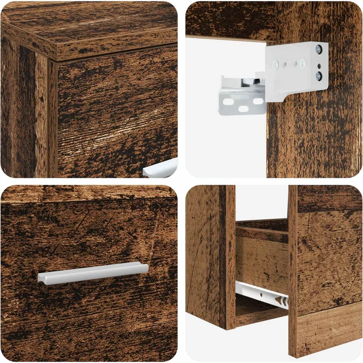 vidaXL Badezimmerschrank-Set 3 stk. Altholz 129 x 44,5 x 80 cm 3405961 – Bild 8