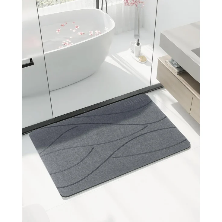 Ribelli Kieselgur Badematte rutschfest 60x39 cm, Duschvorleger Badvorleger Schnelltrocknend, 100% Natürlich Stein Bodenmatte, Bad Matte Super Saugfähig Badezimmermatte – Bild 1