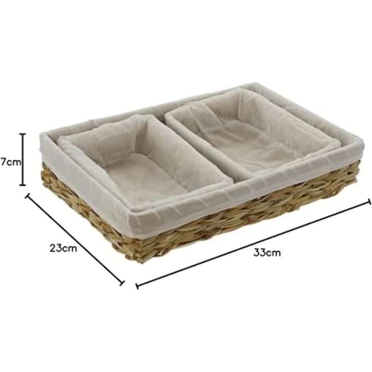 Eckiges Korbset, 3tlg. Aufbewahrungskorb Korb Brotkorb Pilzkorb Küche – Bild 5