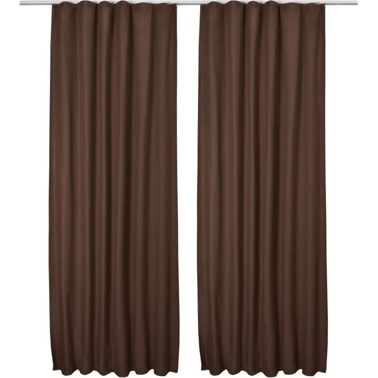Beautissu Vorhang Amelie TK Thermovorhang mit Kräuselband, 140x245cm, Braun, 2er Set, Isolierend, Verdunkelung, Variante: Thermogardine – Bild 1