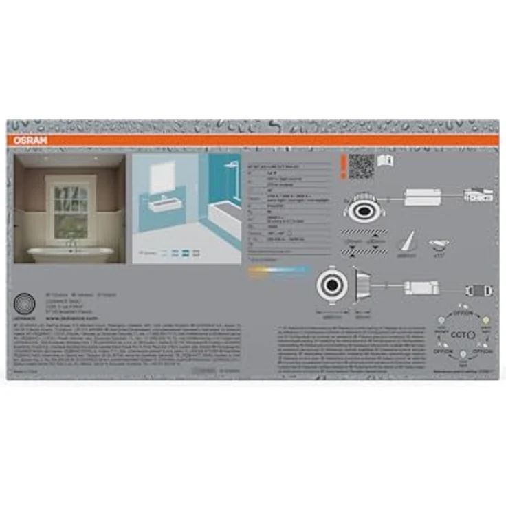 Osram Spot Set LED Einbaustrahler CCT IP44 4,9W Chrom, 3er Set Badezimmer Click-CCT dreistufig, 2700–6500K – Bild 4