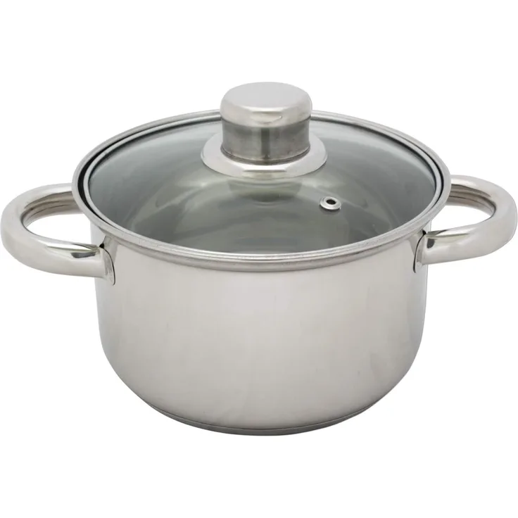 Edelstahl Kochtopf mit Glasdeckel 1,0 bis 5,2 Liter Suppentopf Induktion 2.0 Liter