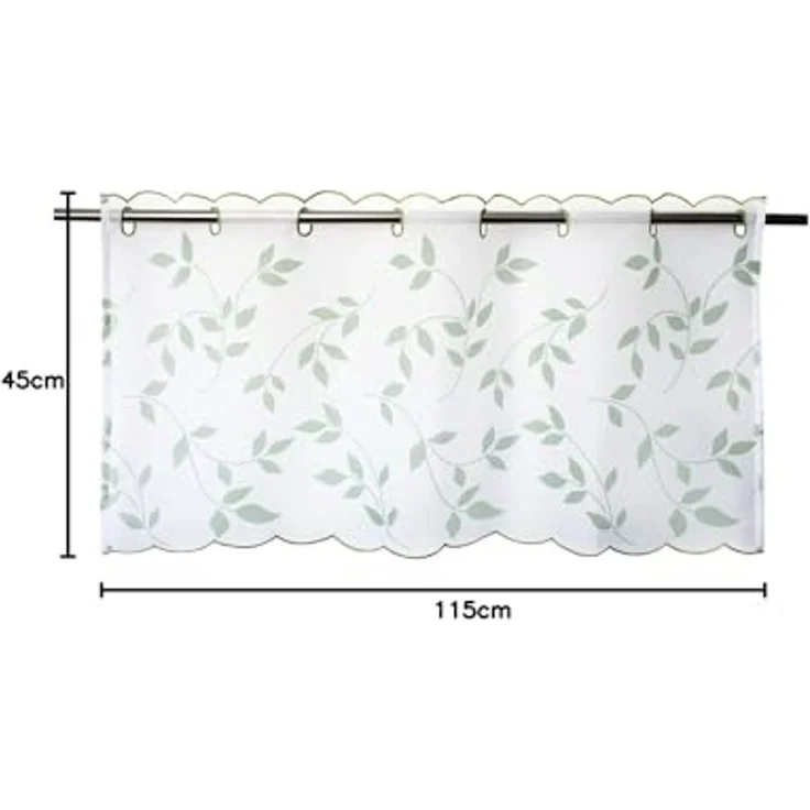 Delindo Lifestyle Scheibengardine Blätter (1 St), Stangendurchzug, transparent, Voile, mit Stangendurchzug für die Küche – Bild 6